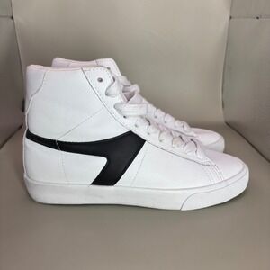 Rachel Zoe White Black Leather High Top Sneakers Athletic Shoes Women's Size 6.5
